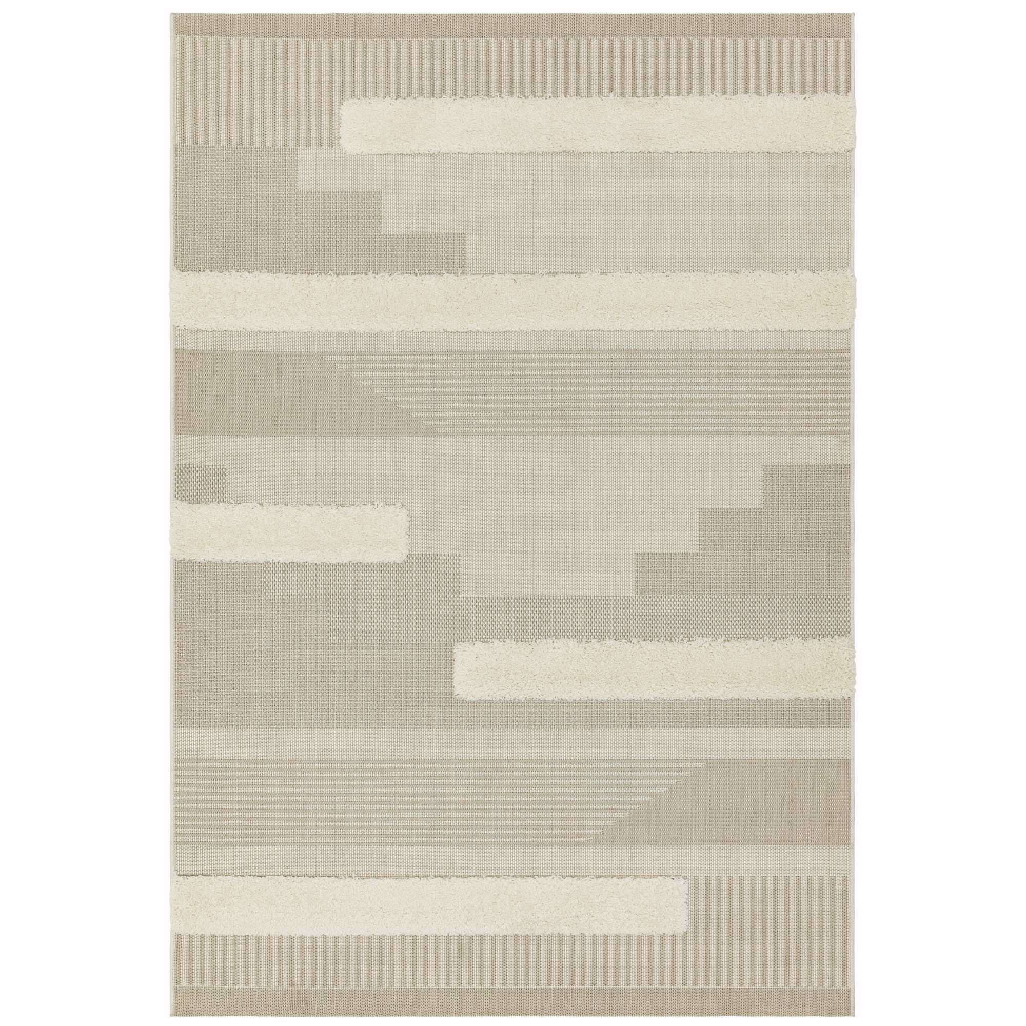 Monty Geometric Outdoor Rugs In Mn06 Natural Cream